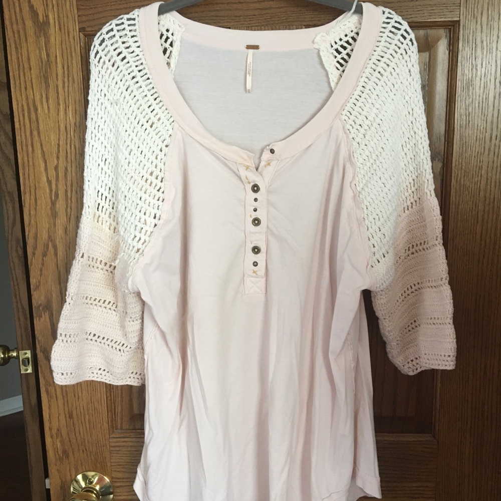 Free People blush & white ombré sleeve tunic